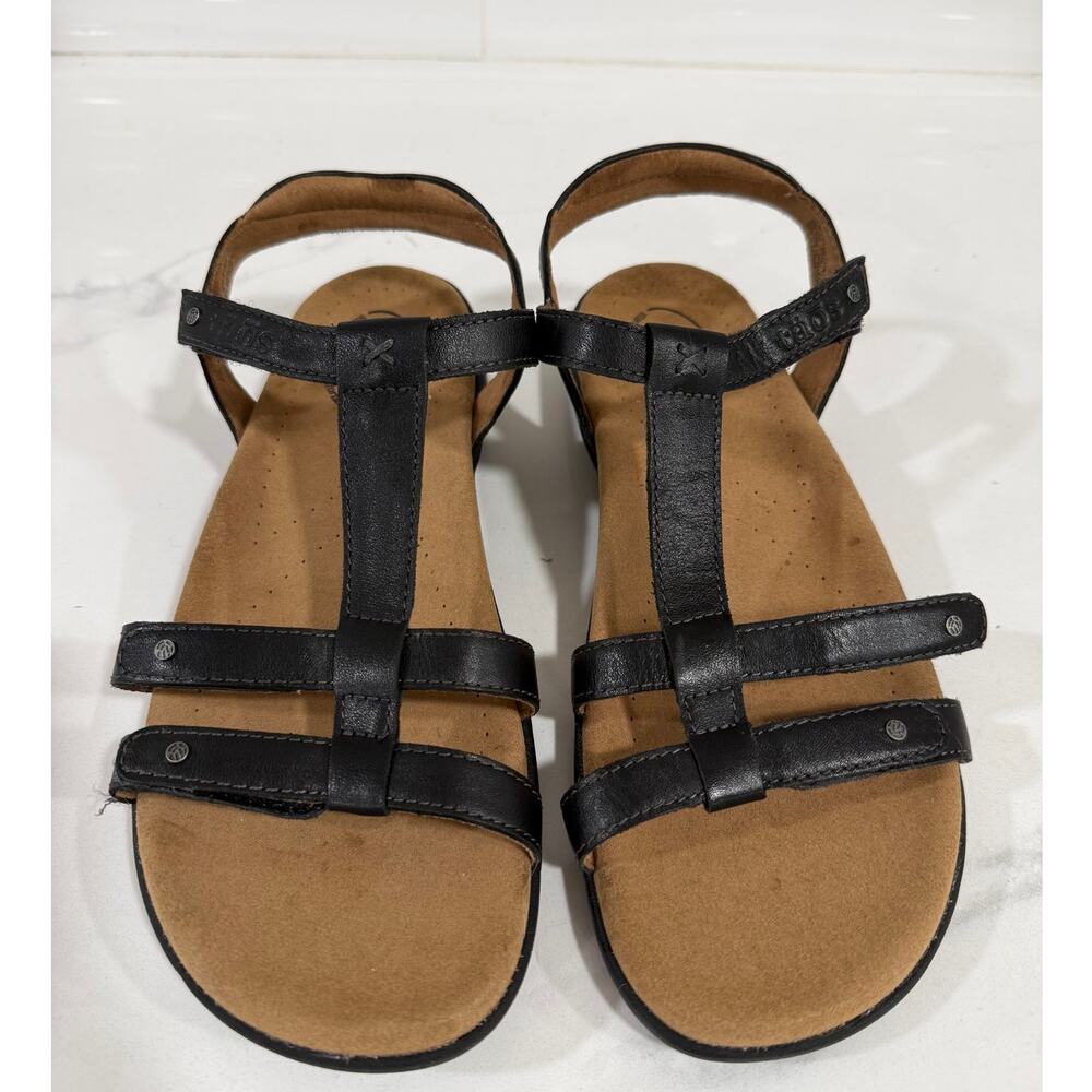 Taos The Show Black Leather T Strap Sandals Arch Support Walking Womens Size 9 M